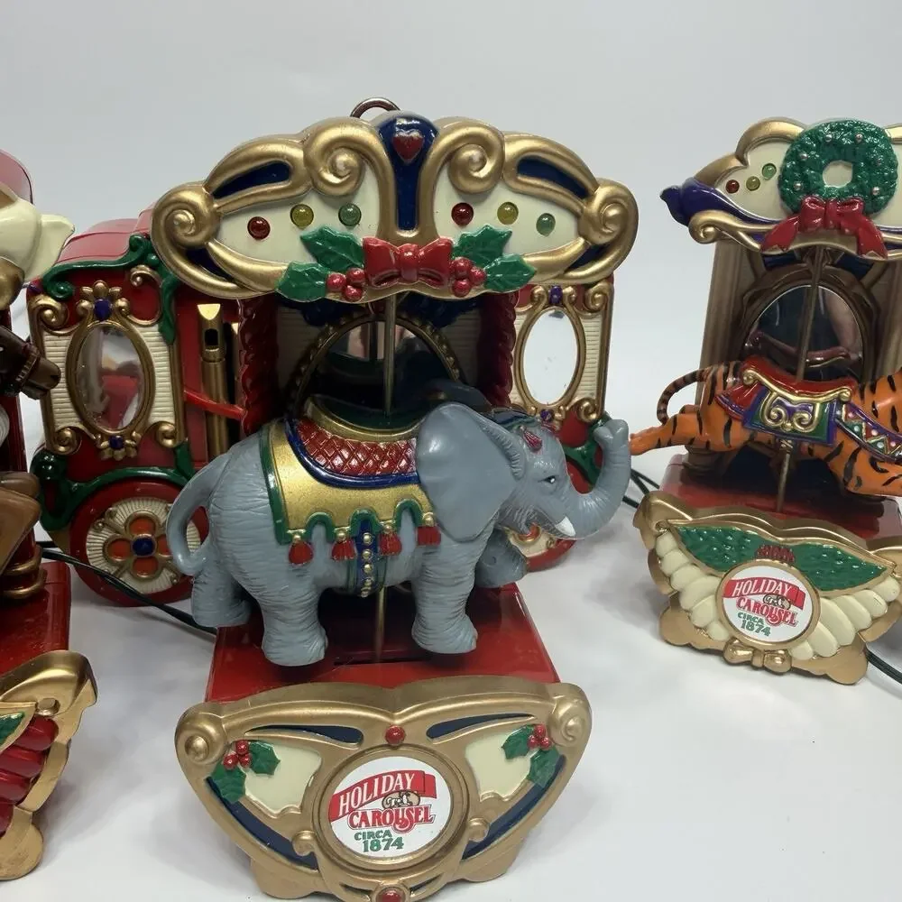 Vintage Mr. Christmas Holiday Carousel Musical & Lights Circus Animals Tested